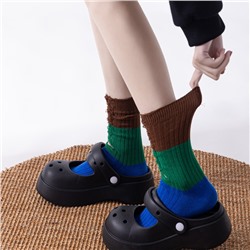 Coarse -line -colored broken beggar socks new men and women medium high tube socks, color stitching pile of cotton socks