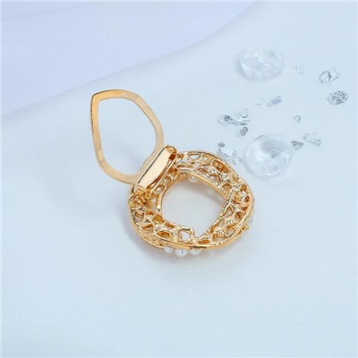 Зажим для платка «Жемчужный круг», белый в золоте