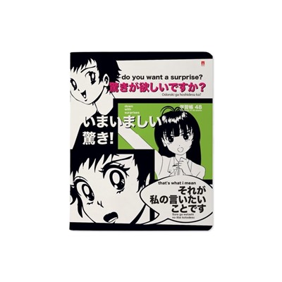 Тетрадь 48 листов в клетку MANGA ANIME, обложка мелованный картон, матовая ламинация, МИКС