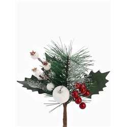 Еловая ветка декоративная «Зимнее волшебство. Чудо», с ягодами, 21 см