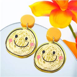 Серьги пластик «Смайлик», цветные