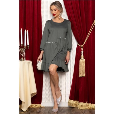 Платье бохо трикотажное Млада (темно-оливковое) П14412-8М