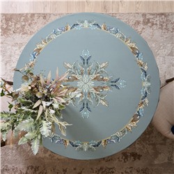 СКАТЕРТЬ КРУГЛАЯ "ЛИСТЬЯ МОРРИСА"190 СМ ,100% ХЛОПОК ,СИНИЙ, ТВИЛ, ПРОПИТКА