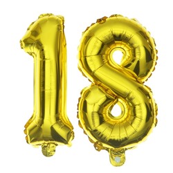 Шары воздушные фольгированные 16" «18 лет», цвет золотой