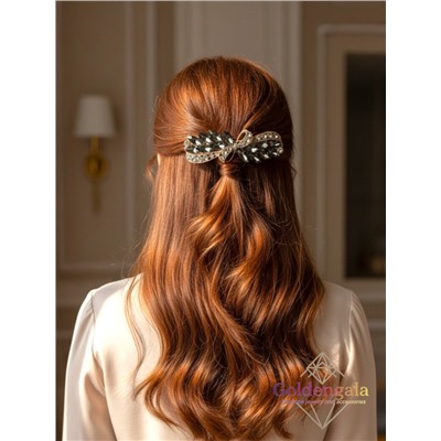 Заколка автомат для волос с кристаллами 6 штук  «Блеск элегантности» ЭЛЗ7/07