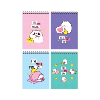 Блокнот А6 60л. на гребне MESHU "Happy time", матовая ламинация, выборочный УФ-лак