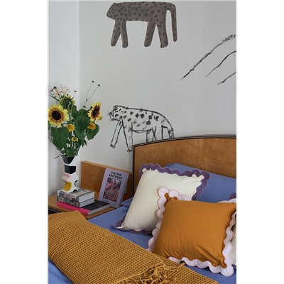 Чехол на подушку с контрастным кантом сиреневого цвета из коллекции Trendy Ruffles, 40х40 см