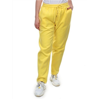 M055 YELLOW Брюки спортивные женские на флисе (100% хлопок) 7986