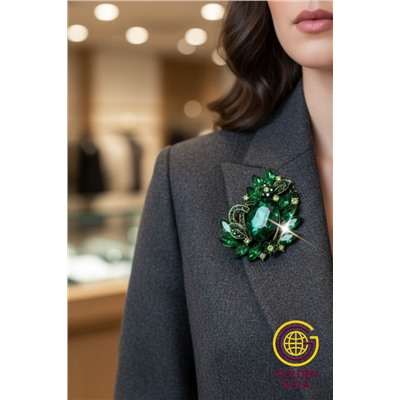 Брошь крупная с кристаллами БР4/3 модель 3