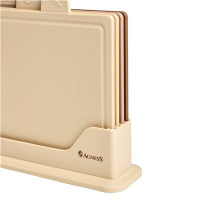 НАБОР AGNESS ИЗ 4 ДОСОК НА ПОДСТАВКЕ, ЦВЕТ: БЕЖЕВЫЙ