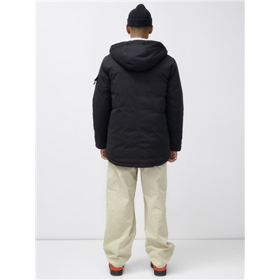 Парка мужская зимняя удлиненная с мехом черного цвета 8751Ch