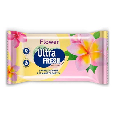 Салфетки влажные Ultra Fresh & Flower Fruit, 15 шт.