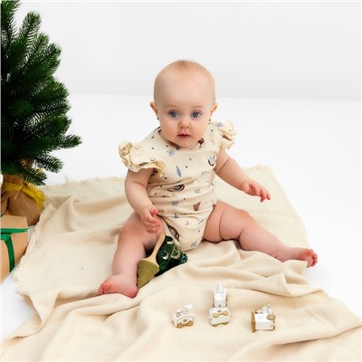 Боди детское с воланами «Крошка Я. Новогодние игрушки», рост 62-68 см