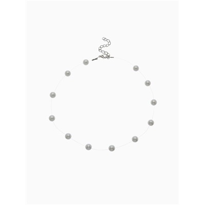 Бусы на леске «Жемчуг» шар №8, белые в серебре, 30 см