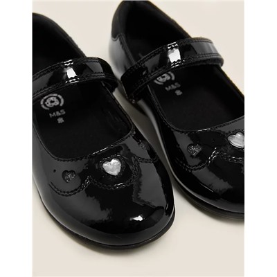 Kids' Leather Riptape School Shoes (8 Small - 1 Large)