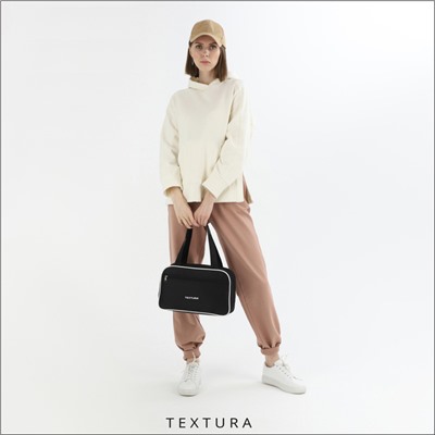 Сумка для обуви на молнии TEXTURA, наружный карман, цвет чёрный