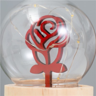 Фигурка светящаяся RISALUX «Роза», LED-ночник, 3×AG10, шар-8 см, 6.5×6.5×11.5 см