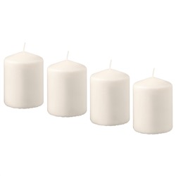 HEMSJÖ, Blockkerze duftneutral, naturfarben,, 8 cm