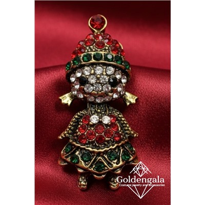 Брошь новогодняя "снегурочка" БР4 модель БРО/24 золото