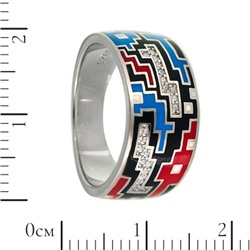 Кольцо 'Тетрис' с эмалью и фианитами ТДКН.474ЭМ1.41