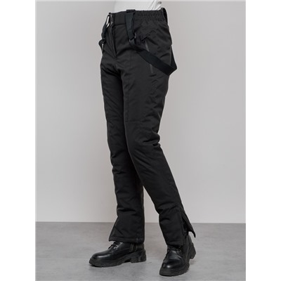 Полукомбинезон утепленный женский зимний горнолыжный черного цвета 526Ch