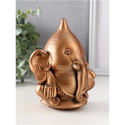Фигурка гипс «Ганеша», 14.5×13.5×9 см, бронза
