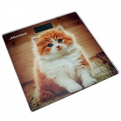 Весы 180 кг 26×26 см электронные напольные АКСИНЬЯ КС-6000 "Рыжий кот"