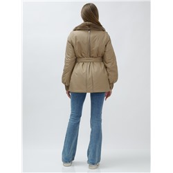 Полупальто зимнее женское с норкой люкс класса бежевого цвета 8632B