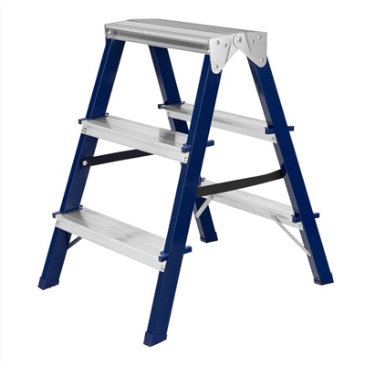 Стремянка двусторонняя 3 ступени, стальная, Сибртех