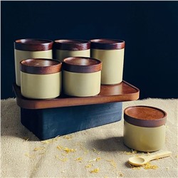 235-112 Набор 6 банок 350/250мл с крышками и ложками на подставке TROPICAL в под.уп.(х6)Фарфор