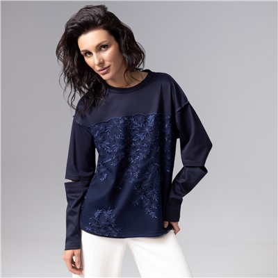 Лонгслив с разрезами на рукавах, Образ решает (синий)