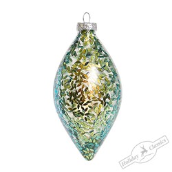 Капля "Ледяная фантазия" с золотисто-зелеными лепестками (стекло) 6,5х6,5х13 см