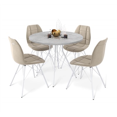 Обеденная группа SHT-DS212
                        бет. чик. свет.-сер. / ванильный крем / хром лак