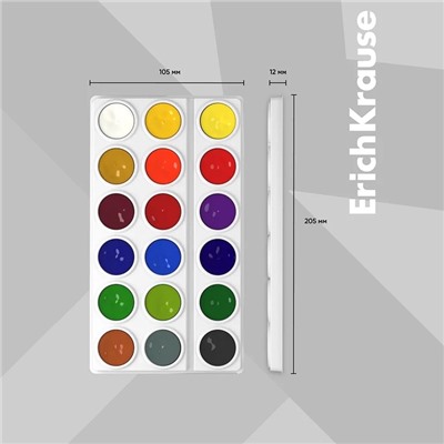 Акварель 18 цветов, ErichKrause Basic, без кисти, эконом, картонная коробка с европодвесом