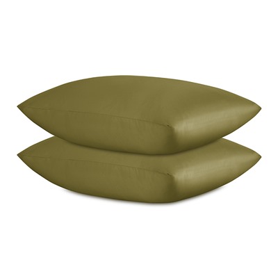 Комплект постельного белья из премиального сатина оливкового цвета из коллекции Essential, 200х220 с