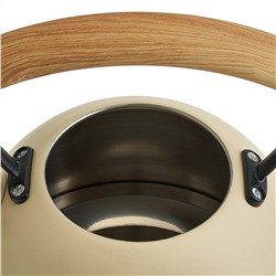 Чайник 2,5 л из нержавеющей стали со свистком, индукционное дно WEBBER BE-0605 бежевый, ручка дерево