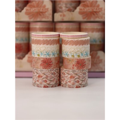 Набор декоративного скотча 10 шт. "Flower power", orange, шоу-бокс 8 шт.