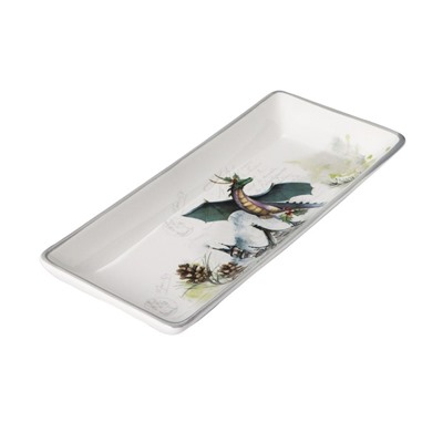 Блюдо сервировочное Доляна «Дракоша», 28×12×3.2 см, цвет белый