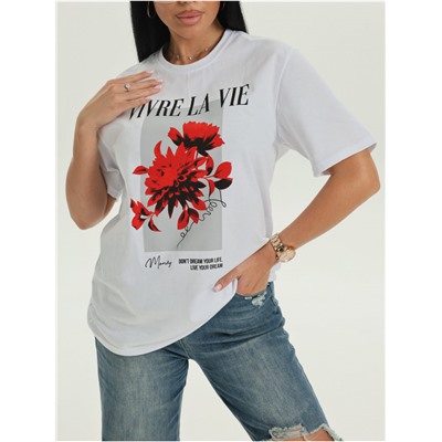 Футболка "Цветок" белый женская