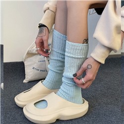 Spring and summer new Japanese solid color coarse lines and knee socks and calf socks jk sweet double -pin pile socks ins socks