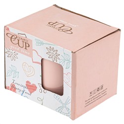 Кружка фарфоровая "Фрукты" "Клубника/Арбуз" 320мл, д9см h8см, глянцевая глазурь, деколь с золотом, цвет - розовый, д/горла 8,8см, д/основания 7,3см, в подарочной коробке (Китай)