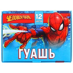 Гуашь 12 цветов по 10 мл, «Человек-паук»