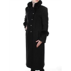 13927A BLACK Пальто шерстяное с мехом HELLEN