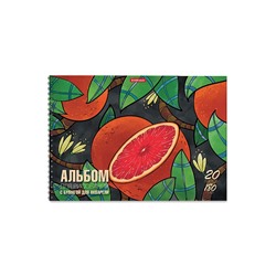 Альбом для рисования А4, 20 листов на спирали, ErichKrause Juicy Fruits, блок 120 г/м², 100% белизна, перфорация для отрыва, твёрдая подложка, МИКС