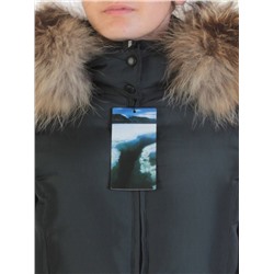 YW-17013 DK. GRAY Пальто женское зимнее (био-пух, натуральный мех лисицы)