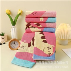 Zhiyang towel, four-layer cotton jacquard gauze, stretch cat square towel, soft absorbent kitchen towel factory price wholesale