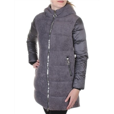 3010 GRAY Пальто женское с ангорой QiHongYun