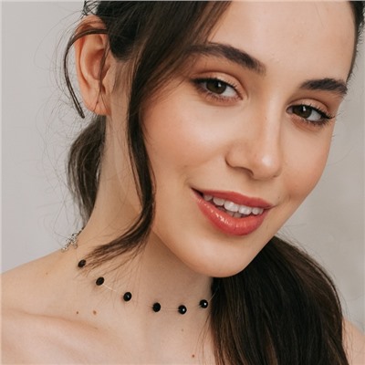 Бусы на леске «Утончённость» огранённые бусины, шар №4, цвет чёрный, 29 см