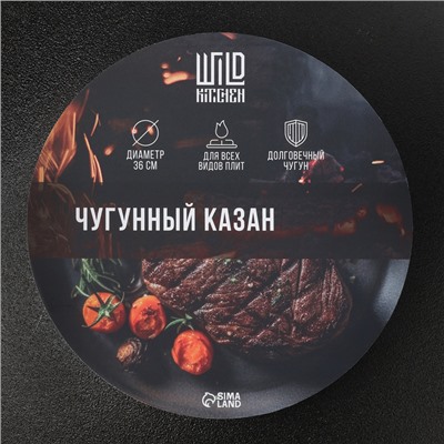 Казан Wild Kitchen «Туризм», 8 л, d=36 см, лопатка и губка в комплекте, чугун