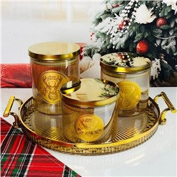 588-726 Набор из 3 банок для сыпучих продуктов 800/650/500мл. на подносе в под.уп.(х6)Стекло